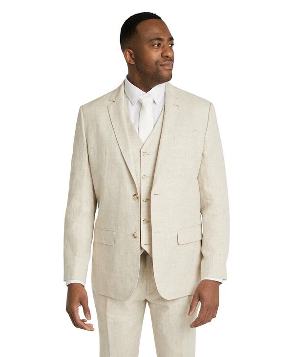 【送料無料】 ジョニー ビッグ メンズ ジャケット・ブルゾン アウター Johnny Big Men's Hems worth Linen Suit Jacket Big & Tall Natural