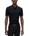 【送料無料】 ヒューゴボス メンズ ポロシャツ トップス Men's Collarless Slim-Fit Polo Shirt Black