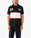 【送料無料】 トゥルーレリジョン メンズ ポロシャツ トップス Men's Short Sleeve Paneled Polo Shirt Jet Black Optic White