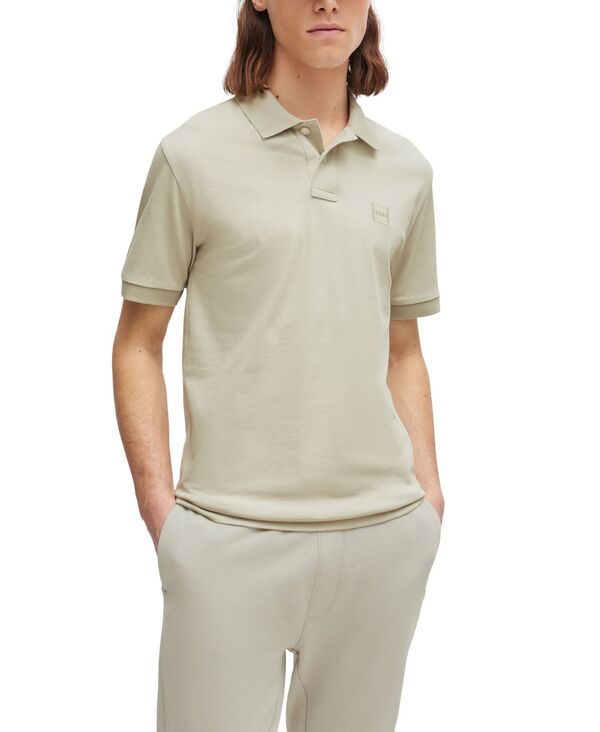 ヒューゴ・ボス ポロシャツ メンズ 【送料無料】 ヒューゴボス メンズ ポロシャツ トップス Men's Logo Patch Slim-Fit Polo Shirt Light Beige