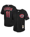 バリー 【送料無料】 ミッチェル&ネス メンズ シャツ トップス Men's Barry Larkin Black Cincinnati Reds Cooperstown Collection Mesh Batting Practice Button-Up Jersey Black