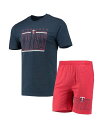 【送料無料】 コンセプツ スポーツ メンズ Tシャツ トップス Men's Red Navy Minnesota Twins Meter T-shirt and Shorts Sleep Set Red Navy