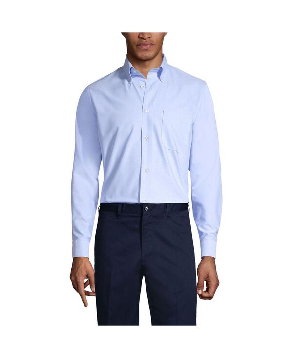 【送料無料】 ランズエンド メンズ シャツ トップス School Uniform Men's Long Sleeve Solid Oxford Dress Shirt Blue