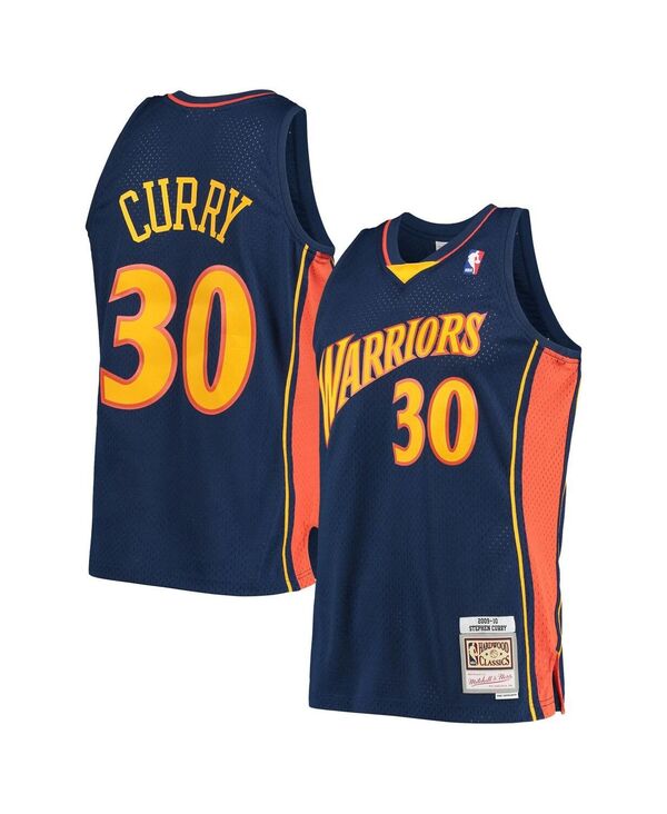 ̵ ߥå&ͥ   ȥåץ Men's Stephen Curry Navy Golden State Warriors 2009-10 Hardwood Classics Swingman Player Jersey Navy