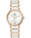 yz h fB[X rv ANZT[ Women's Swiss Automatic Centrix Diamond Accent White Ceramic & Rose Gold PVD Stainless Steel Bracelet Watch 35mm White