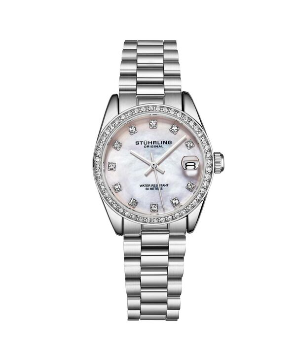 【送料無料】 ストゥーリング レディース 腕時計 アクセサリー Women's Quartz Crystal Studded Bezel MOP Dial Stainless Steel Bracelet Watch Mother of Pearl Light Blue