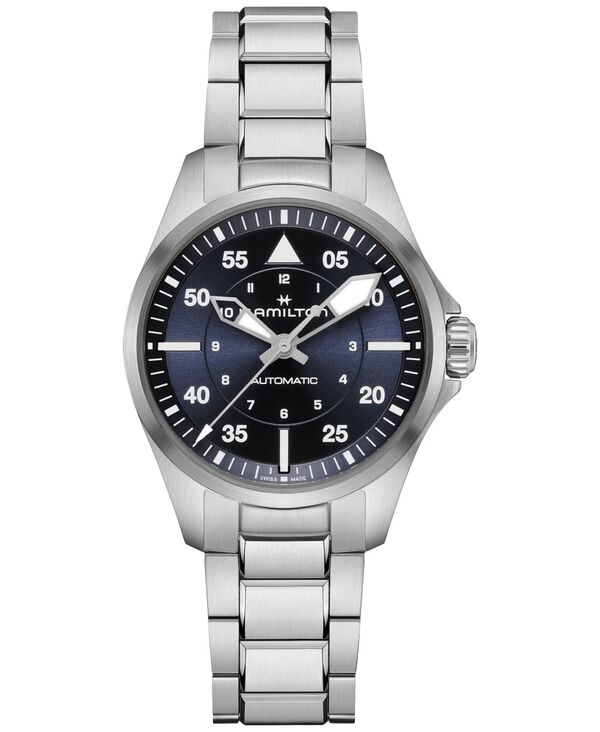 ハミルトン カーキ 腕時計（レディース） 【送料無料】 ハミルトン レディース 腕時計 アクセサリー Women's Swiss Automatic Khaki Aviation Stainless Steel Bracelet Watch 36mm Silver