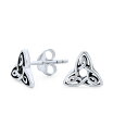 yz uO Y sAXECO ANZT[ Ancient Small Celtic Irish Infinity Love Knot Trinity Symbol Stud Earrings For Men Women Oxidized .925 Sterling Silver (7MM) Grey