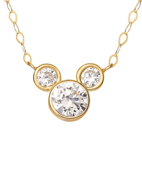  ディズニー レディース ネックレス・チョーカー・ペンダントトップ アクセサリー Mickey Mouse Cubic Zirconia Birthstone Pendant Necklace with 15