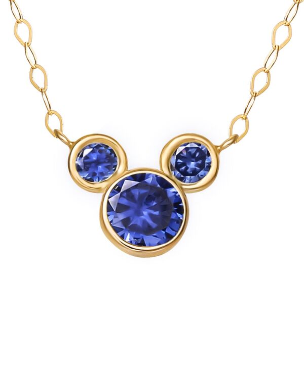  ディズニー レディース ネックレス・チョーカー・ペンダントトップ アクセサリー Mickey Mouse Cubic Zirconia Birthstone Pendant Necklace with 15