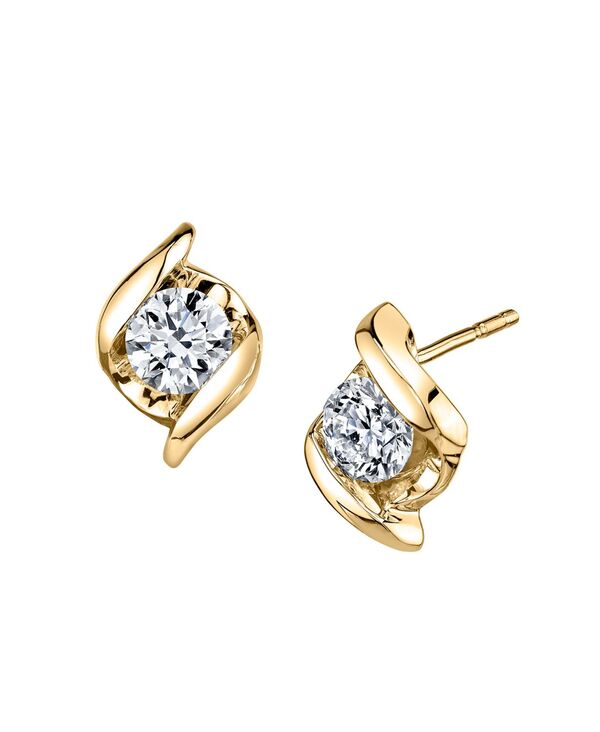 yz V[i fB[X sAXECO ANZT[ Diamond (1/5 ct. t.w.) Twist Earrings in 14k Yellow Gold Yellow Gold