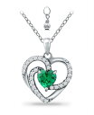 【送料無料】 ジャーニ ベルニーニ レディース ネックレス・チョーカー・ペンダントトップ アクセサリー Created Green Quartz and Cubic Zirconia Heart Pendant Green