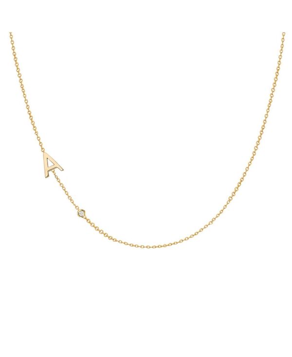 yz ]Gt fB[X lbNXE`[J[Ey_ggbv ANZT[ 14K Gold Asymmetrical Initial and Bezel Necklace Gold-A