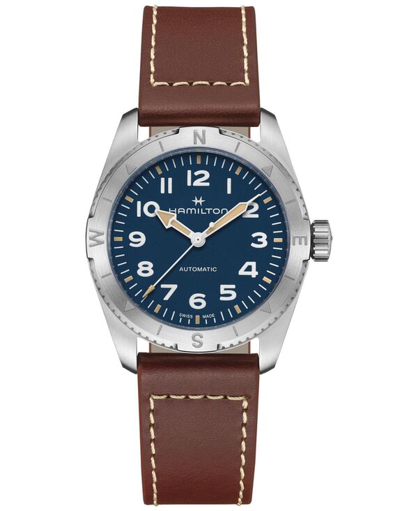 ハミルトン カーキ 腕時計（レディース） 【送料無料】 ハミルトン レディース 腕時計 アクセサリー Women's Swiss Automatic Khaki Field Expedition Brown Leather Strap Watch 37mm Brown