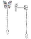 yz W[j xj[j fB[X sAXECO ANZT[ Cubic Zirconia Multicolor Butterfly Front to Back Chain Drop Earrings in Sterling Silver Multi