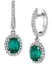 プラチナ 【送料無料】 ル ヴァン レディース ピアス・イヤリング アクセサリー Costa Smeralda Emeralds (1-1/5 ct. t.w.) & Vanilla Diamond (1/3 ct. t.w.) Dangle Hoop Drop Earrings in Platinum No Color