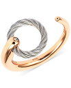 【送料無料】 シャリオール レディース リング アクセサリー White Topaz Accent Two-Tone Circle Cuff Ring in Stainless Steel and Rose Gold-Tone PVD Stainless Steel Two-Tone