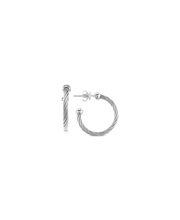 シャリオール レディース ピアス・イヤリング アクセサリー Cable Hoop Earrings in Stainless Steel Stainless Steel