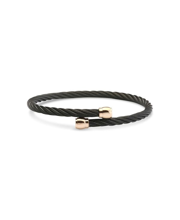 yz VI[ fB[X uXbgEoOEANbg ANZT[ Two-Tone Cable Bypass Bangle Bracelet in PVD Black- & Rose Gold-Tone Stainless Steel Black