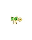 【送料無料】 ブリング レディース ピアス イヤリング アクセサリー Tiny Minimalist Cubic Zirconia Green Simulated Emerald CZ Cartilage Ear Lobe Piercing Daith Ribbon Bow 1 Piece Stud Earrings For Women Real 14K Gold Screw back Green