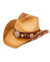 【送料無料】 エポックハットカンパニー レディース 帽子 アクセサリー Cowboy Hat with Floral Trim Band and Stud Natural