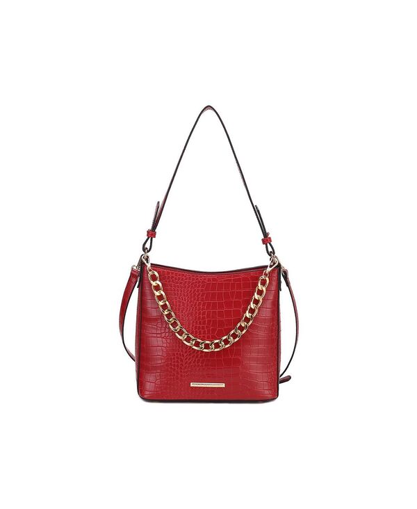 【送料無料】 MKFコレクション レディース ショルダーバッグ バッグ Bizzy Faux Crocodile-Embossed Women's Shoulder Bag Red