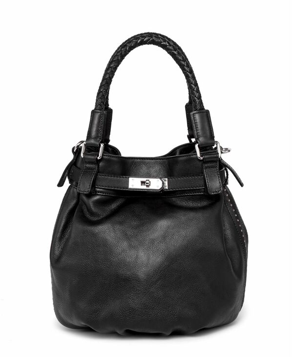 楽天ReVida 楽天市場店【送料無料】 オールドトレンド レディース ハンドバッグ バッグ Women's Genuine Leather Pumpkin Bucket Bag Black