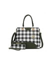 yz MKFRNV fB[X nhobO obO Gabriella Checkers Handbag with Wallet by Mia K. Olive green