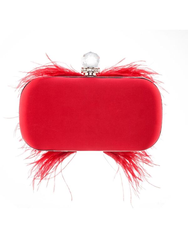 【送料無料】 ニナ レディース クラッチバッグ バッグ Women's Feather Embellished Minaudiere Clutch Red Rouge 3