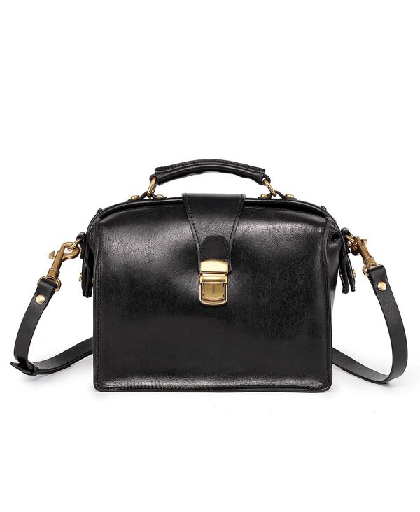 楽天ReVida 楽天市場店【送料無料】 オールドトレンド レディース ハンドバッグ バッグ Women's Genuine Leather Doctor Transport Satchel Bag Black