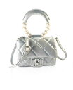 yz obWF[~VJ fB[X nhobO obO Women's Mini Flap Quilted Handbag Metallic Gray