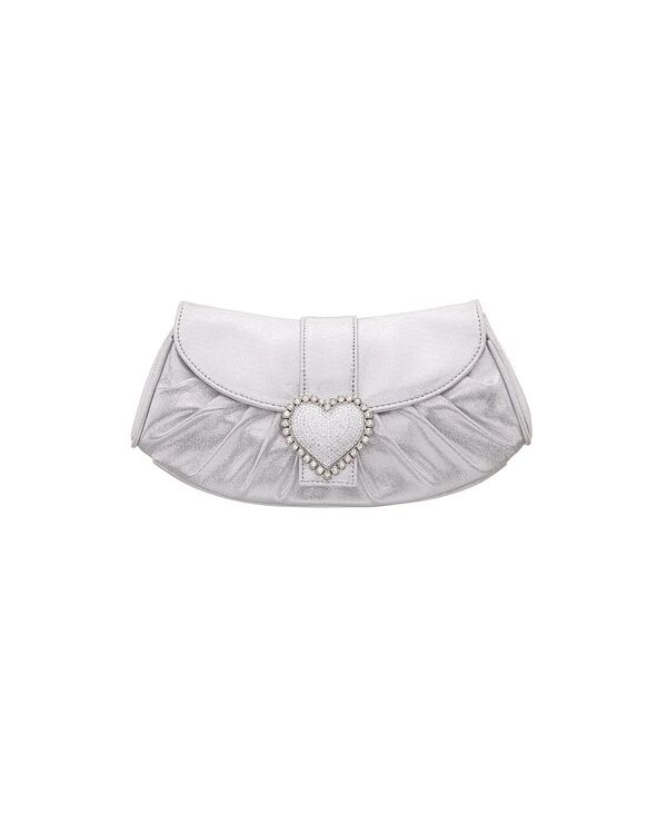 【送料無料】 ニナ レディース ハンドバッグ バッグ Crystal Heart Adorned Clutch Handbag True Silver