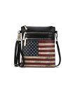 yz MKFRNV fB[X V_[obO obO Genesis Printed Flag Women's Cross body Bag by Mia K Black