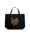 yz GG[|bvA[g fB[X g[gobO obO Thanksgiving - Large Word Art Tote Bag Black