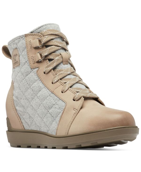 【送料無料】 ソレル レディース ブーツ・レインブーツ シューズ Women's Evie II Lace-Up Wedge Booties Omega Taupe Wet Sand