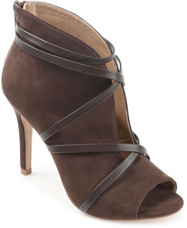 【送料無料】 ジュルネ コレクション レディース ブーツ・レインブーツ シューズ Women's Samara Peep Toe Booties Brown