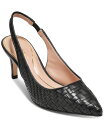 yz R[n[ fB[X pvX V[Y Women's Vandam Woven Pointed-Toe Slip-On Slingback Pumps Black Woven Leather