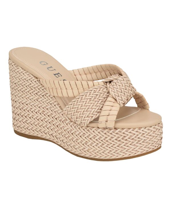 【送料無料】 ゲス レディース サンダル シューズ Women's Eveh Knotted Jute Wrapped Platform Wedge Sandals Light Natural