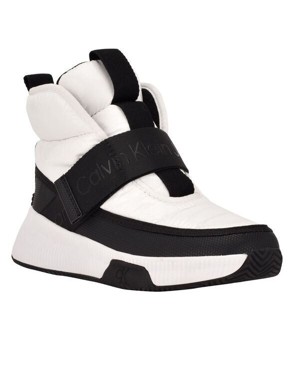 【送料無料】 カルバンクライン レディース スニーカー シューズ Women 039 s Mabon Nylon High Top Sneakers White Black