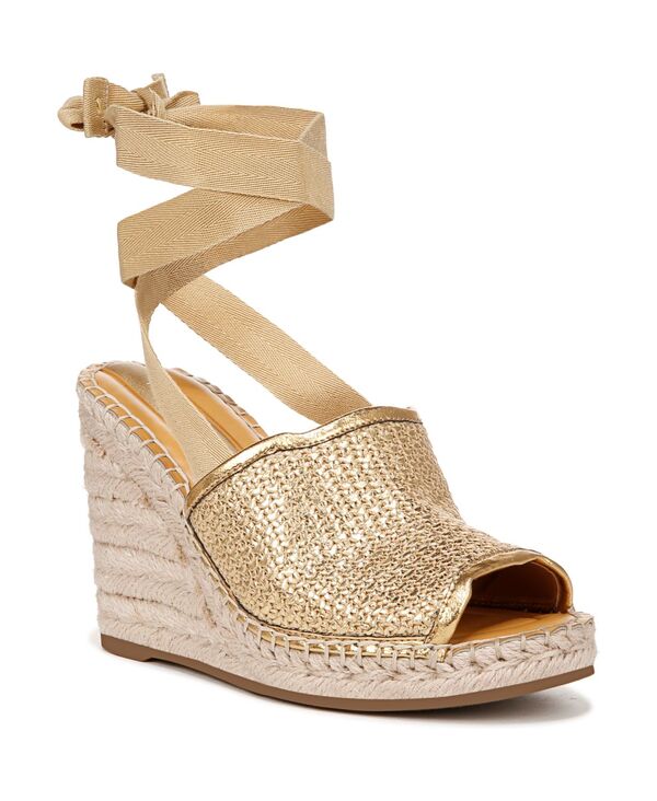 【送料無料】 フランコサルト レディース サンダル シューズ Sierra Espadrille Wedge Sandals Gold Raffia/Faux Leather