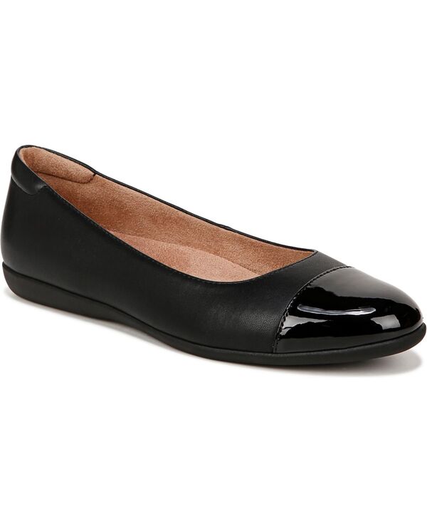 【送料無料】 ナチュライザー レディース パンプス シューズ Varali Cap-Toe Ballet Flats Black Faux Leather/Faux Patent