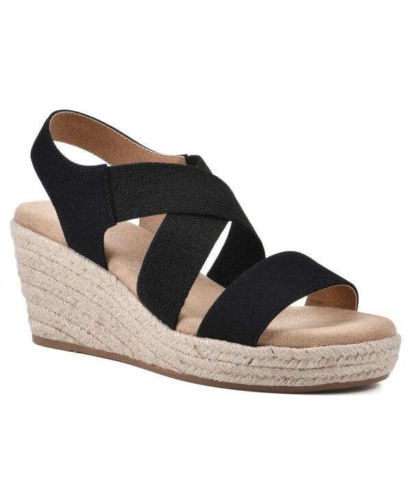  ホワイトマウンテン レディース サンダル シューズ Women's Yanda Wedge Sandals Black Fabric