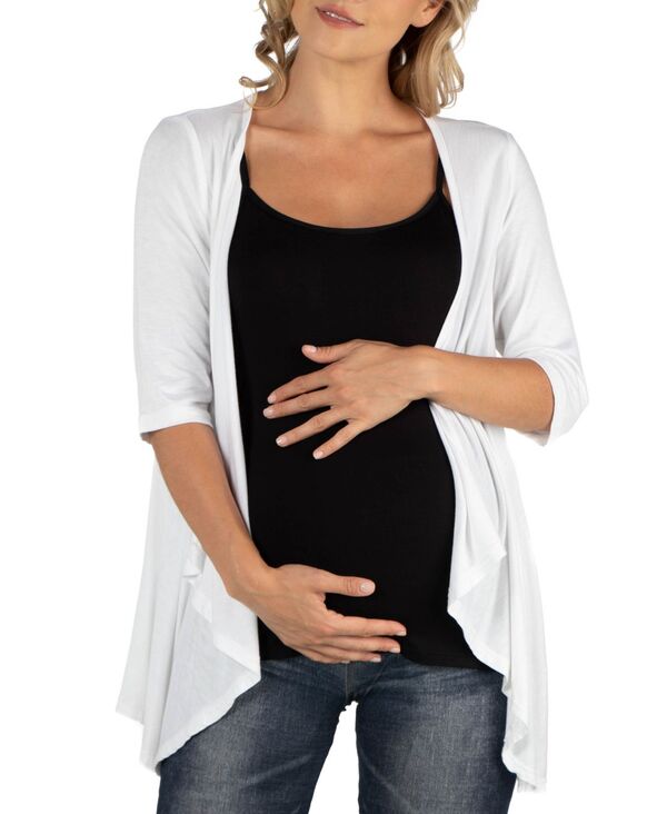 【送料無料】 24セブンコンフォート レディース ニット・セーター カーディガン アウター Elbow Length Sleeve Maternity Open Cardigan White