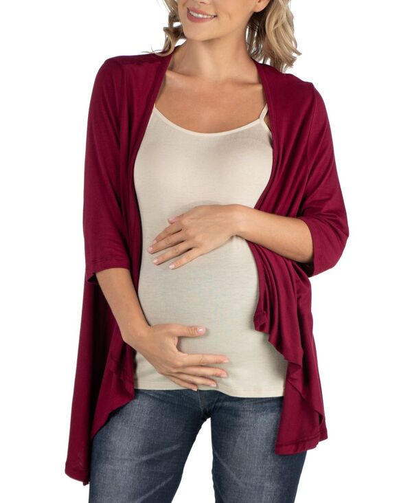 【送料無料】 24セブンコンフォート レディース ニット・セーター カーディガン アウター Elbow Length Sleeve Maternity Open Cardigan Wine