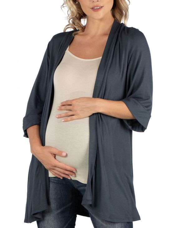 【送料無料】 24セブンコンフォート レディース ニット・セーター カーディガン アウター Open Front Elbow Length Sleeve Maternity Cardigan Charcoal