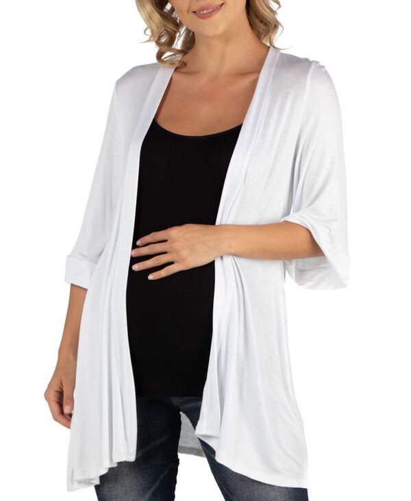【送料無料】 24セブンコンフォート レディース ニット・セーター カーディガン アウター Open Front Elbow Length Sleeve Maternity Cardigan White
