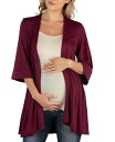 【送料無料】 24セブンコンフォート レディース ニット・セーター カーディガン アウター Open Front Elbow Length Sleeve Maternity Cardigan Wine(4)