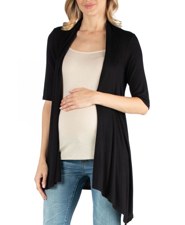 【送料無料】 24セブンコンフォート レディース ニット・セーター アウター Loose Fit Open Front Maternity Cardigan with Half Sleeve Black