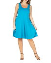 yz 24ZuRtH[g fB[X s[X gbvX Plus Size Fit and Flare Knee Length Tank Dress Turquoise