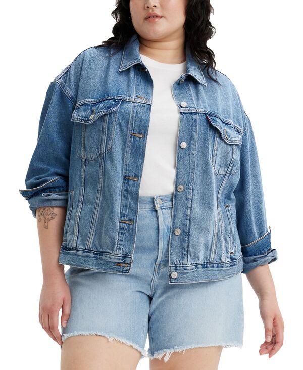 【送料無料】 リーバイス レディース ジャケット・ブルゾン アウター Trendy Plus Size '90s Denim Trucker Jacket Turnin Heads
